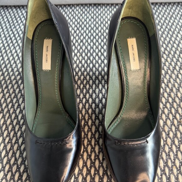 Marc Jacobs Black Leather Heels | Size 40.5 | Square Toe Platform | Designer - Picture 6 of 8